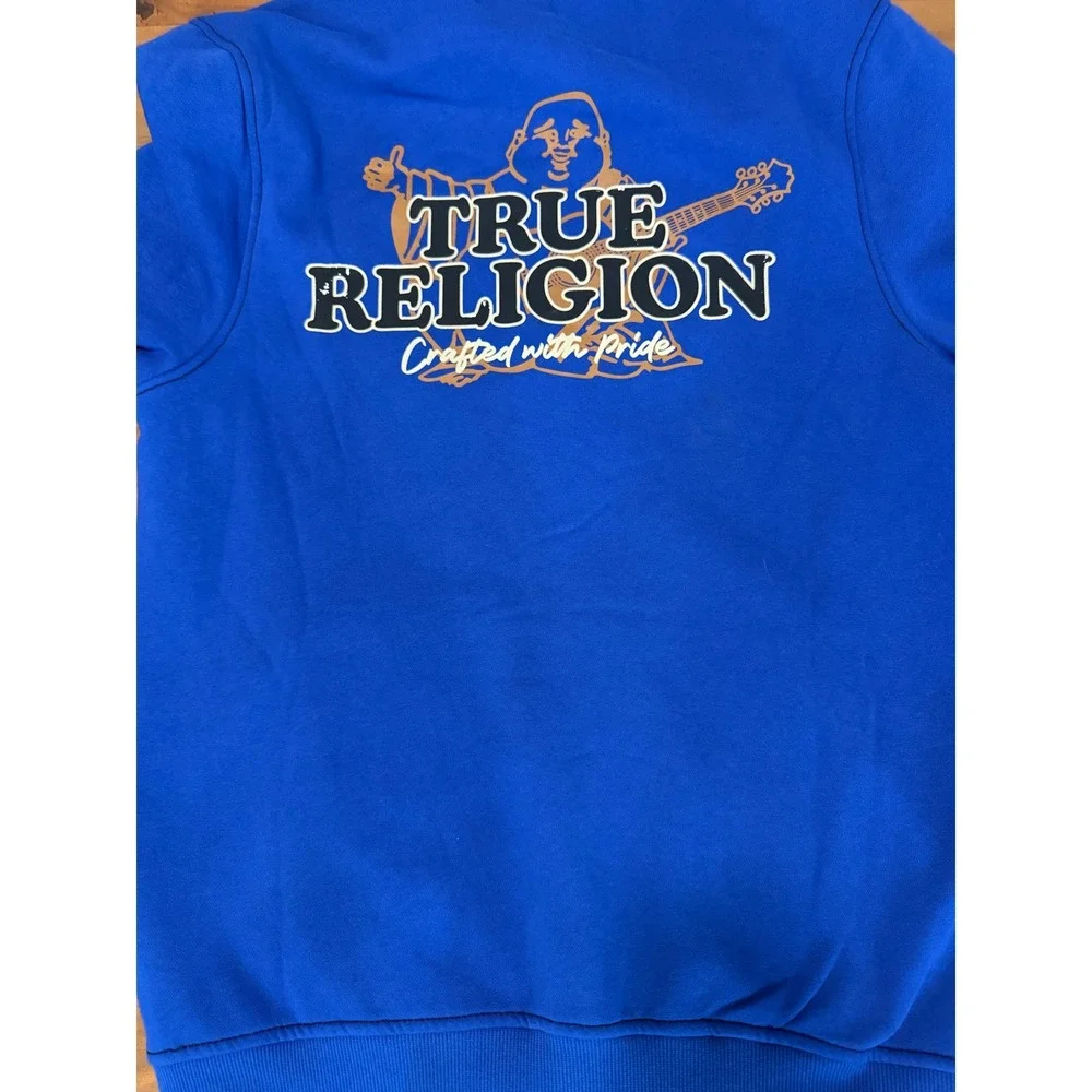 True Religion Men's Y2K Surf The Web Contrast TR Zip Hoodie $124 Blue Size Small